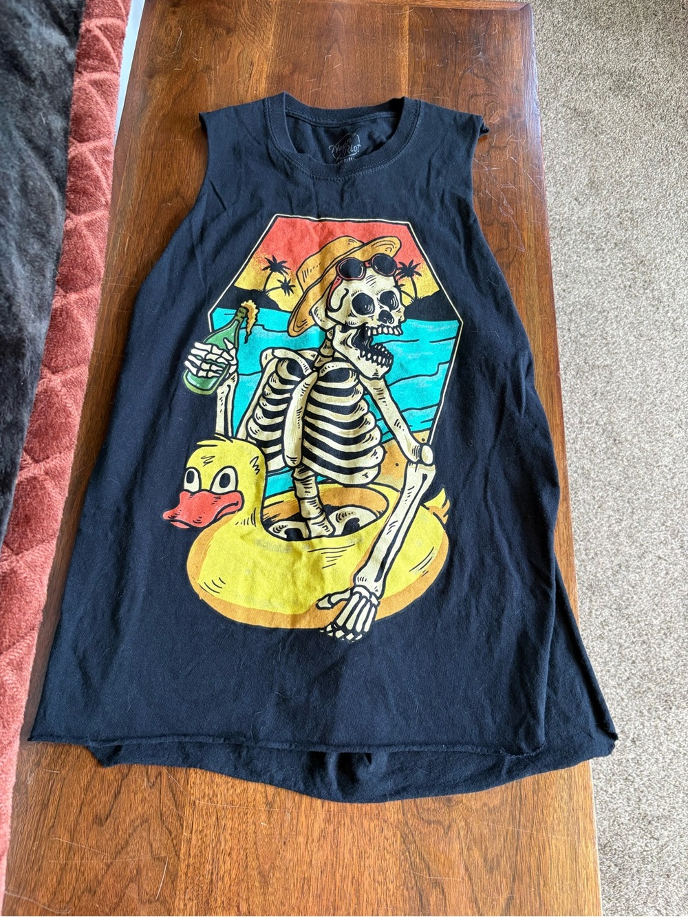 Women’s Black Graphic Muscle Tee - Custom distressing/ destroyed